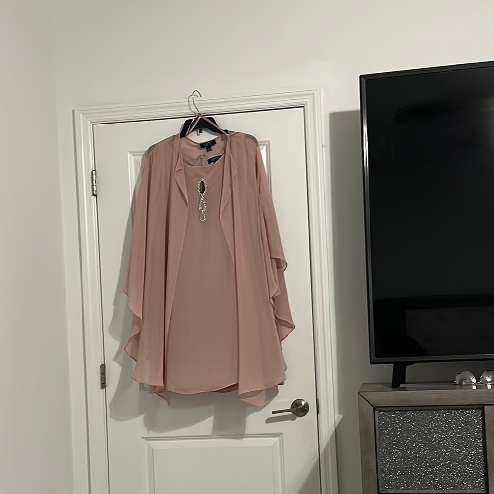 Pink Asymmetrical Midi Dress with Flutter Sleeves